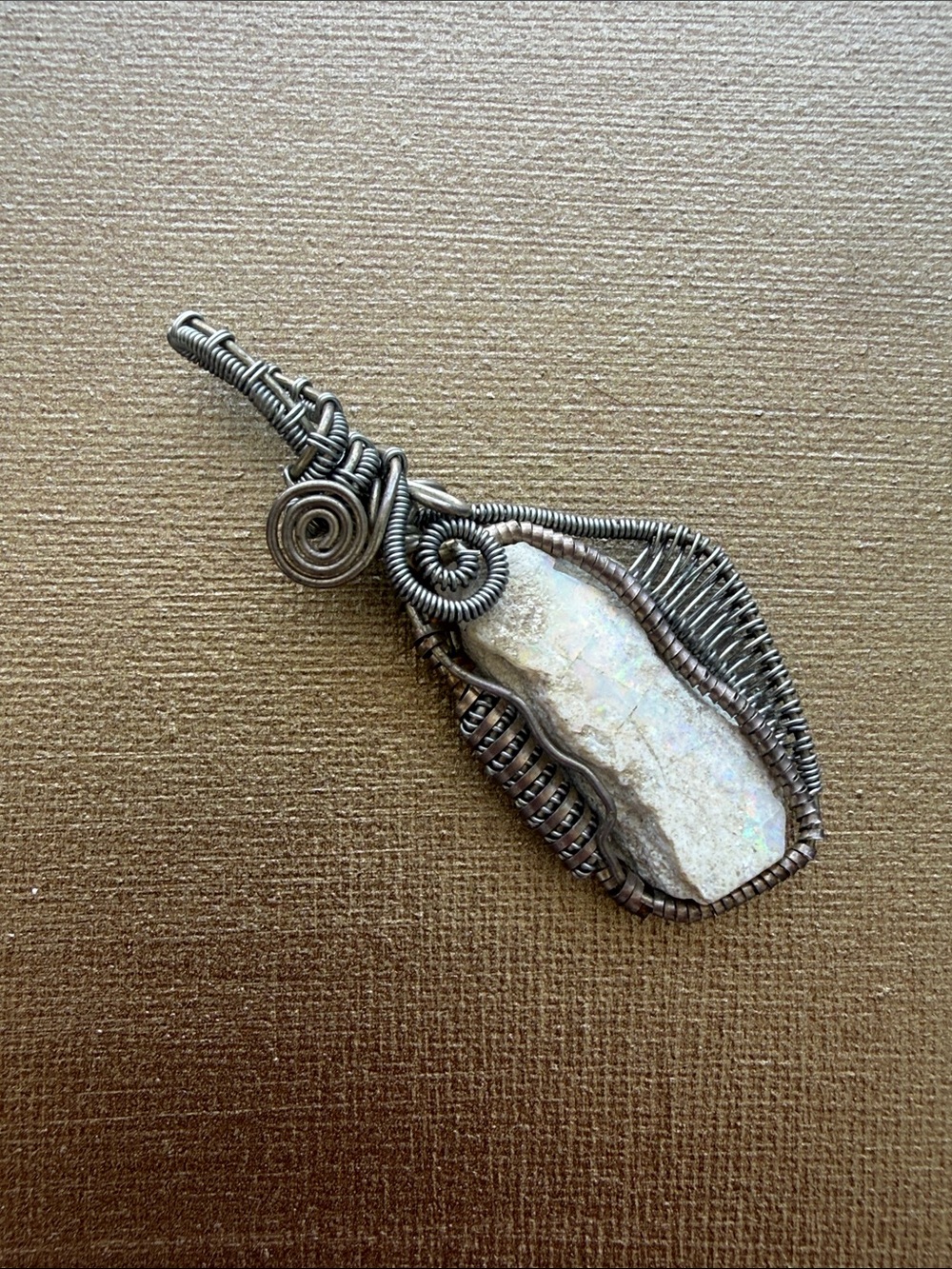 Australian Opal Artisan Wire Wrapped Necklace Pendant